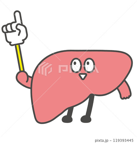 指さし棒を持つ肝臓のキャラクターイラスト 指さし棒を持つ肝臓のキャラクターイラスト 119393445