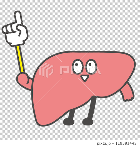 指さし棒を持つ肝臓のキャラクターイラスト 指さし棒を持つ肝臓のキャラクターイラスト 119393445