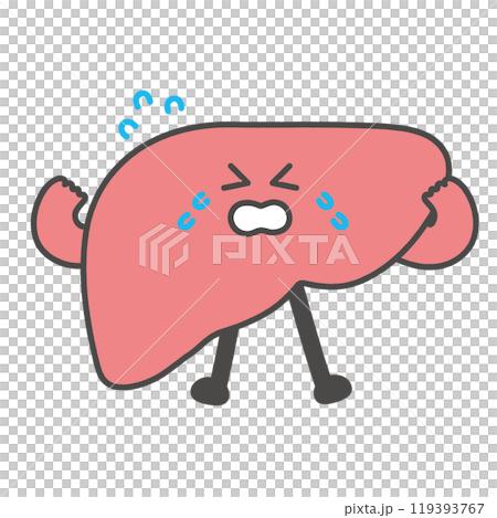 泣いている肝臓のキャラクターイラスト 119393767