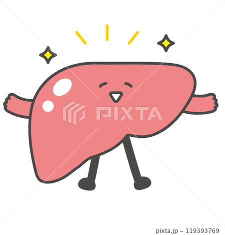 きれいな肝臓のキャラクターイラスト(健康) きれいな肝臓のキャラクターイラスト(健康) 119393769