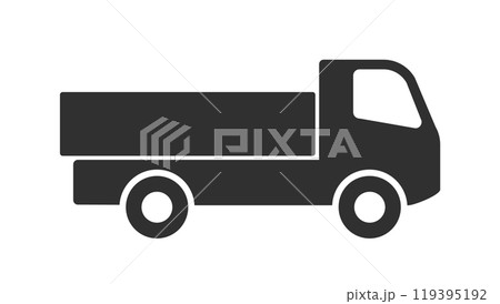 Tipper Truck Icon. Dump Truck symbol. Dumper Truck logo sign. Vector illustration image.  Isolated on white background. 119395192