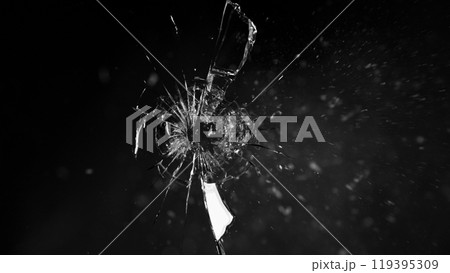 Texture of broken glass with cracks. 119395309