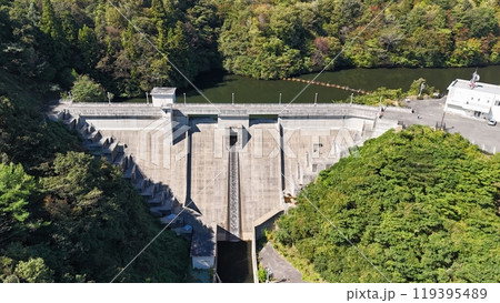 広島県三原市【野間川ダム】ドローン空撮_MNOMD_No01 119395489