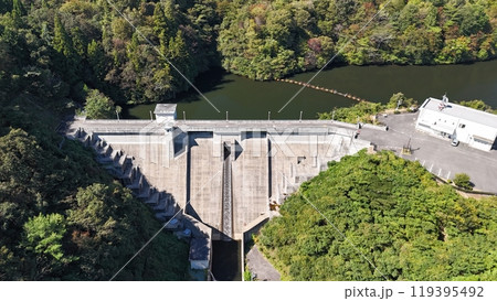 広島県三原市【野間川ダム】ドローン空撮_MNOMD_No04 119395492