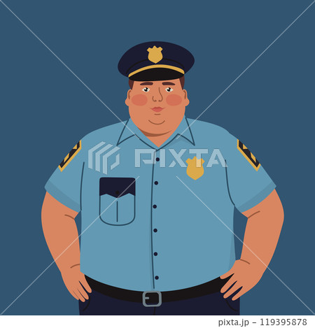 Fat policeman in uniform. 119395878