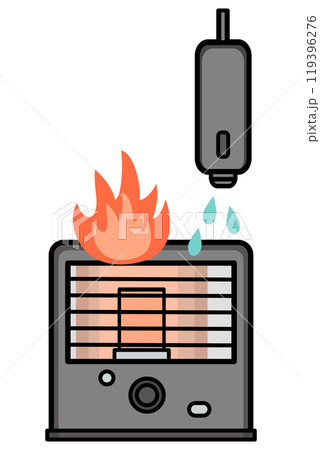 石油ストーブの出火事故イラスト 石油ストーブの出火事故イラスト 119396276