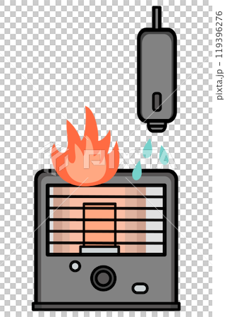 石油ストーブの出火事故イラスト 石油ストーブの出火事故イラスト 119396276
