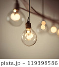 vintage light bulb hanging in the ceiling 119398586