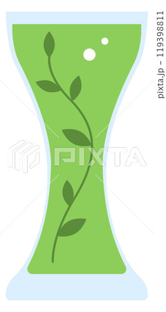 A green vase with a leafy design on it 119398811