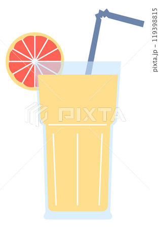 A glass of orange juice with a straw in it 119398815