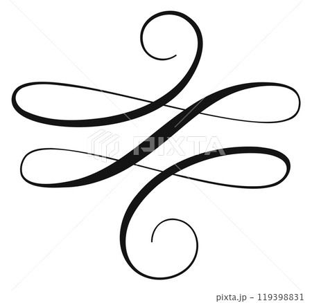 The image is a black and white drawing of a cursive letter C with a wavy line 119398831