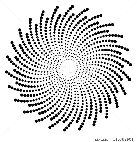 Dot radial pattern. Decorative black circle element 119398901