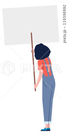Human rights activist with paper placard. Color character 119398992