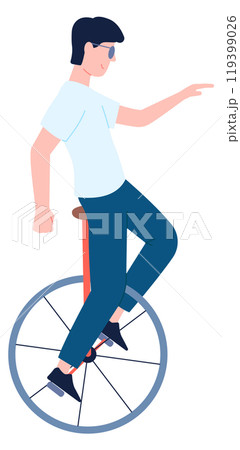 Urban monowheel transport. Man drive unicycle color icon 119399026
