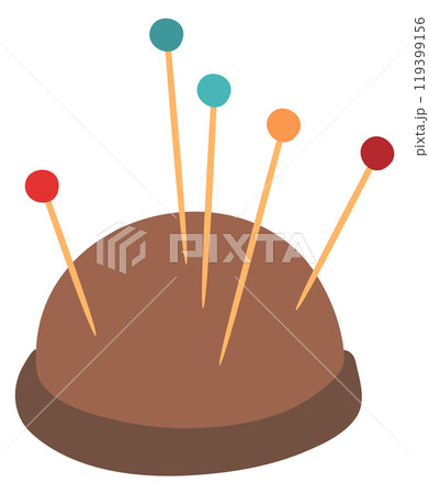 Pin cushion color icon. Needlework hobby symbol Pin cushion color icon. Needlework hobby symbol 119399156