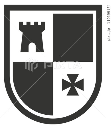 Knight shield. Old historic symbol. Crusade sign Knight shield. Old historic symbol. Crusade sign 119399174