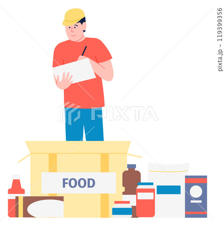 Food charity volunteer work. Social support icon 119399356