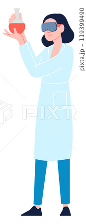 Scientist in vr set. Research innovation. Laboratory technology Scientist in vr set. Research innovation. Laboratory technology 119399490