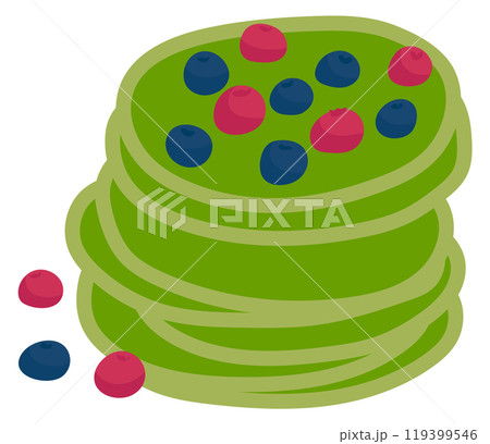 Matcha baked biscuits. Green pancakes color icon Matcha baked biscuits. Green pancakes color icon 119399546