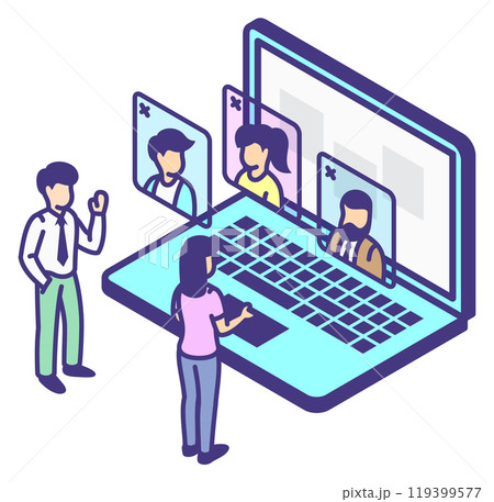 Online work meeting isometric icon. Online conference 119399577