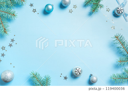 Blue and Silver Christmas Background Blue and Silver Christmas Background 119400036