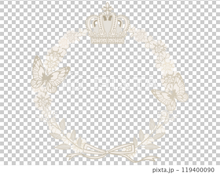 Butterfly, crown and flower wreath 119400090