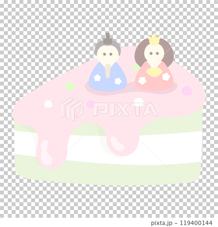 かわいい雛人形ケーキ 透過イラスト かわいい雛人形ケーキ 透過イラスト 119400144