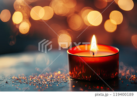 candle with background of out of focus lights in the background. Christmas background with copy space candle with background of out of focus lights in the background. Christmas background with copy space 119400189