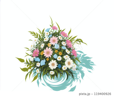 AIで生成した青い渦の影と花束のイラスト 119400926