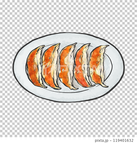 Hand-drawn illustration of gyoza 119401632