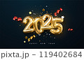 2025 golden new year numbers with festive confetti 119402684