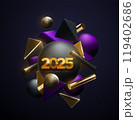 Happy New 2025 Year. Holiday vector illustration 119402686