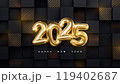 Happy New 2025 Year. Golden metallic numbers 2025 119402687