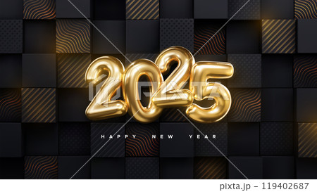 Happy New 2025 Year. Golden metallic numbers 2025 Happy New 2025 Year. Golden metallic numbers 2025 119402687