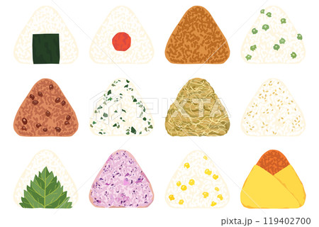 おにぎりのイラストセット ベクター素材 119402700