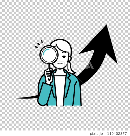 矢印アップ　女性のビジネスパーソンのイラスト 119402877
