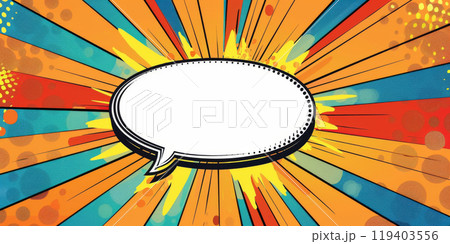 Blank Speech Bubble with Colorful Pop Art Explosion for Advertising Messages 119403556