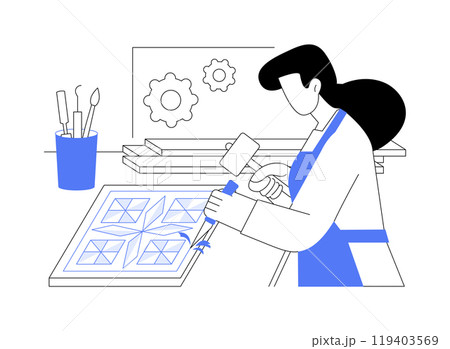 Wood carving isolated cartoon vector illustrations. 119403569