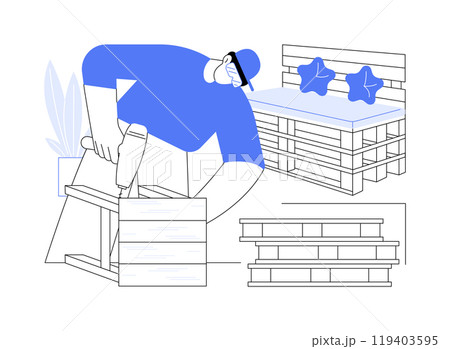 Wood pallets furniture isolated cartoon vector illustrations. 119403595
