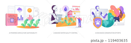 AI for Environmental protection abstract concept vector illustrations. 119403635