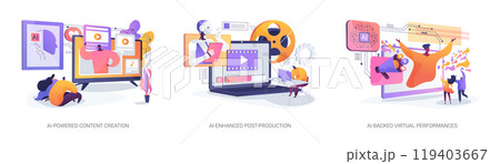 AI Technology in Entertainment abstract concept vector illustrations. 119403667