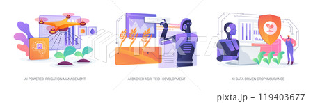 AI in modern agriculture abstract concept vector illustrations. 119403677