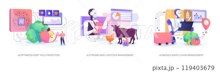 AI in modern farming abstract concept vector illustrations. AI in modern farming abstract concept vector illustrations. 119403679