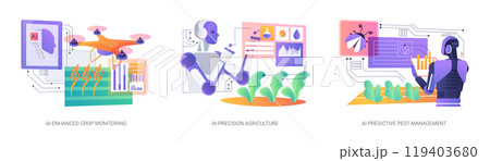 AI in Agriculture abstract concept vector illustrations. AI in Agriculture abstract concept vector illustrations. 119403680