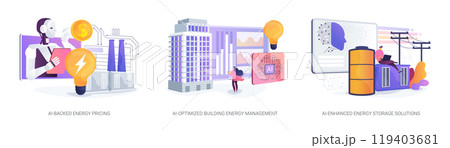 AI in energy generation abstract concept vector illustrations. 119403681