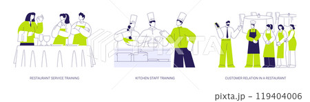 Restaurant staff training abstract concept vector illustrations. Restaurant staff training abstract concept vector illustrations. 119404006