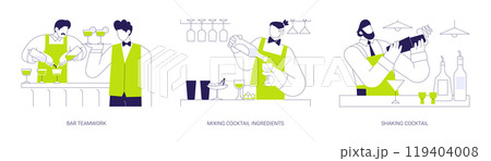 Bartender work abstract concept vector illustrations. Bartender work abstract concept vector illustrations. 119404008