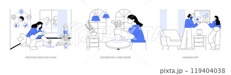 Decorating home isolated cartoon vector illustrations se 119404038