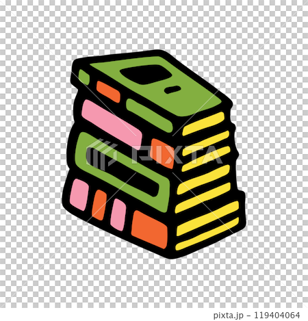Doodle pile of books icon. Hand drawn book, journal or notebook symbol 119404064