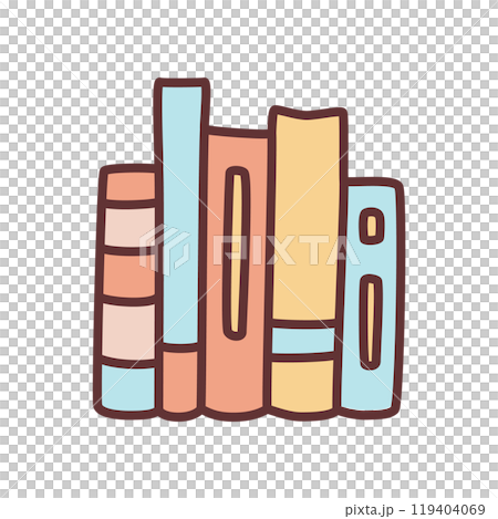 Doodle books shelf icon hand drawn in minimalistic style. Knowledge symbol 119404069
